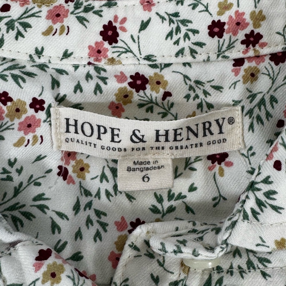 Hope & Henry Cream Floral Peter Pan Collar Dress 6 Organic Cotton - Picture 6 of 13